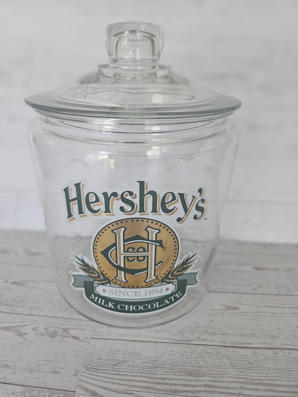 Vintage Hershey's Milk Chocolate Glass Counter Display Jar 1894 MINT